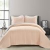 Full/Queen Soft Reversible Lightweight Quilt Set in Rose Blush Pink and Grey