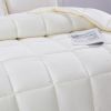 Queen Size Off White 3 Piece Microfiber Reversible Comforter Set