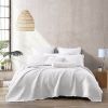 King White Farmhouse Microfiber Diamond Quilted Bedspread Set with Frayed Edges