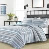 King size 3 Piece Nautical Anchor Blue White Grey Cotton Reversible Quilt Set