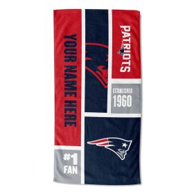 [Personalization Only] OFFICIAL NFL Colorblock Personalized Beach Towel - Patriots