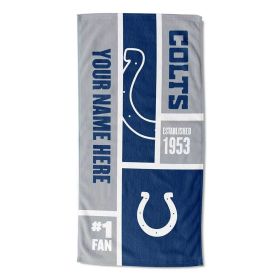 [Personalization Only] OFFICIAL NFL Colorblock Personalized Beach Towel - Colts