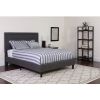 Full size Dark Grey Fabric Upholstered Platform Bed Frame with Tufted Headboard