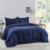 King Size Navy 3 Piece Microfiber Reversible Comforter Set