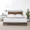 Full size Metal Wood Platform Bed Frame with Headboard