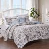 King/CAL King 3 Piece Microfiber Beach Shells Coastal Reversible Quilt Set