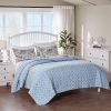 King/CAL King 3 Piece Microfiber Beach Shells Coastal Reversible Quilt Set