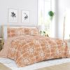 Full/Queen size 3-Piece Clay and White Reversible Floral Striped Comforter Set