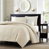 Full / Queen Ivory Beige Quilted Coverlet Quilt Set with 2 Shams