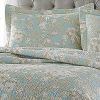 Full / Queen 3-Piece Cotton Quilt Set in Seafoam Blue Beige Floral Pattern