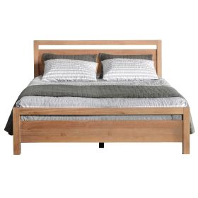 Queen Modern Farmhouse Solid Wood Platform Bed Frame with Headboard Footboard