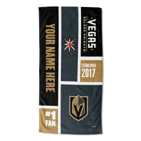 OFFICIAL Colorblock Personalized Beach Towel (Team: Vegas Golden Knights)