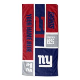 OFFICIAL Colorblock Personalized Beach Towel (Team: NY Giants)