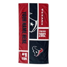 OFFICIAL Colorblock Personalized Beach Towel (Team: Texans)