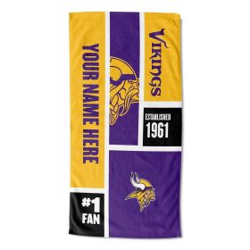 OFFICIAL Colorblock Personalized Beach Towel (Team: Vikings)