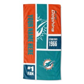 OFFICIAL Colorblock Personalized Beach Towel (Team: Dolphins)