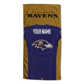 OFFICIAL Colorblock Personalized Beach Towel (Team: Baltimore Ravens)