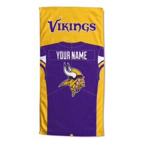 OFFICIAL Colorblock Personalized Beach Towel (Team: Minnesota Vikings)