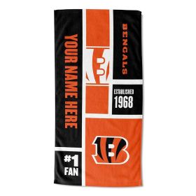 OFFICIAL Colorblock Personalized Beach Towel (Team: Bengals)