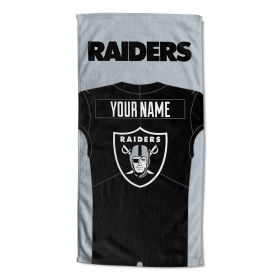 OFFICIAL Colorblock Personalized Beach Towel (Team: Las Vegas Raiders)