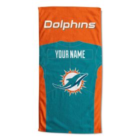 OFFICIAL Colorblock Personalized Beach Towel (Team: Miami Dolphins)