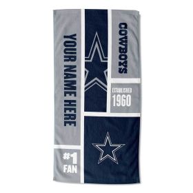 OFFICIAL Colorblock Personalized Beach Towel (Team: Cowboys)