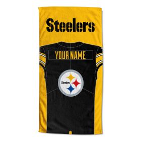 OFFICIAL Colorblock Personalized Beach Towel (Team: Pittsburgh Steelers)