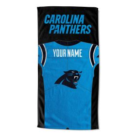 OFFICIAL Colorblock Personalized Beach Towel (Team: Carolina Panthers)