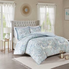 3 Piece Cotton Floral Printed Reversible Duvet Cover Set (Color: as Pic)