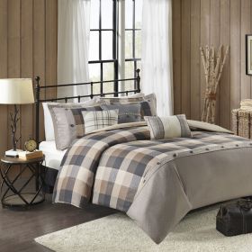 6 Piece Herringbone Duvet Cover Set (Color: as Pic)